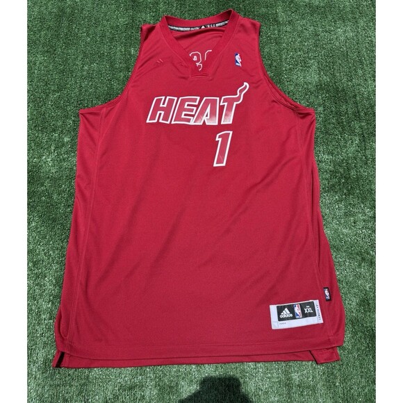 RARE Mens Adidas NBA Miami Heat #1 Chris Bosh All Red Stitched Jersey Size XXL